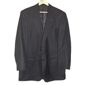 BURBERRY MENS NAVY BLUE WOOL PINSTRIPED BLAZER JACKET       DK